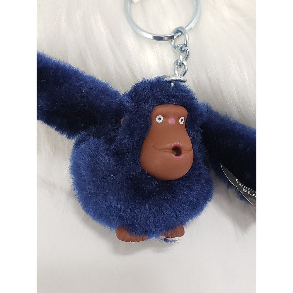 NEW Kipling LESLIE BLUE Plush Monkey Handbag Key Chain Ring Bag Charm Ape - Picture 2 of 5